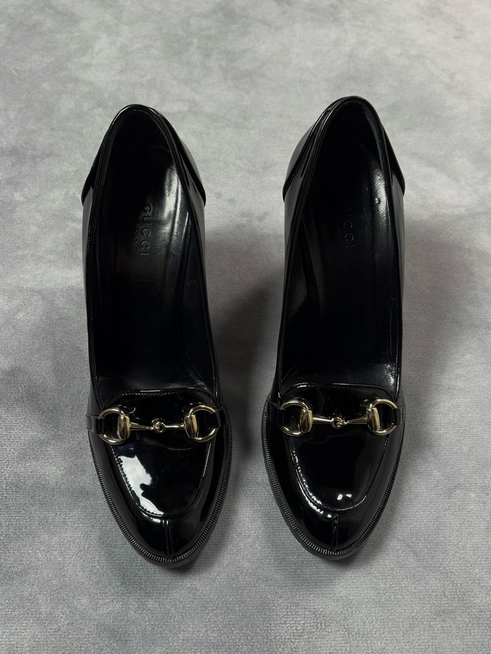 RARE GUCCI Horsebit Black Patent Leather Luxury Y2K Heel Loafer Pumps RRP1800$+ - Picture 2 of 12